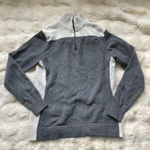 Grey & White Tommy Hilfiger Quarter-Zip Sweater
